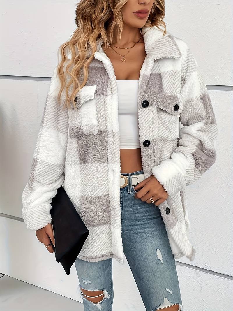 Esther - Women's Fleece-Lined Cardigan with Button Front - photo 4