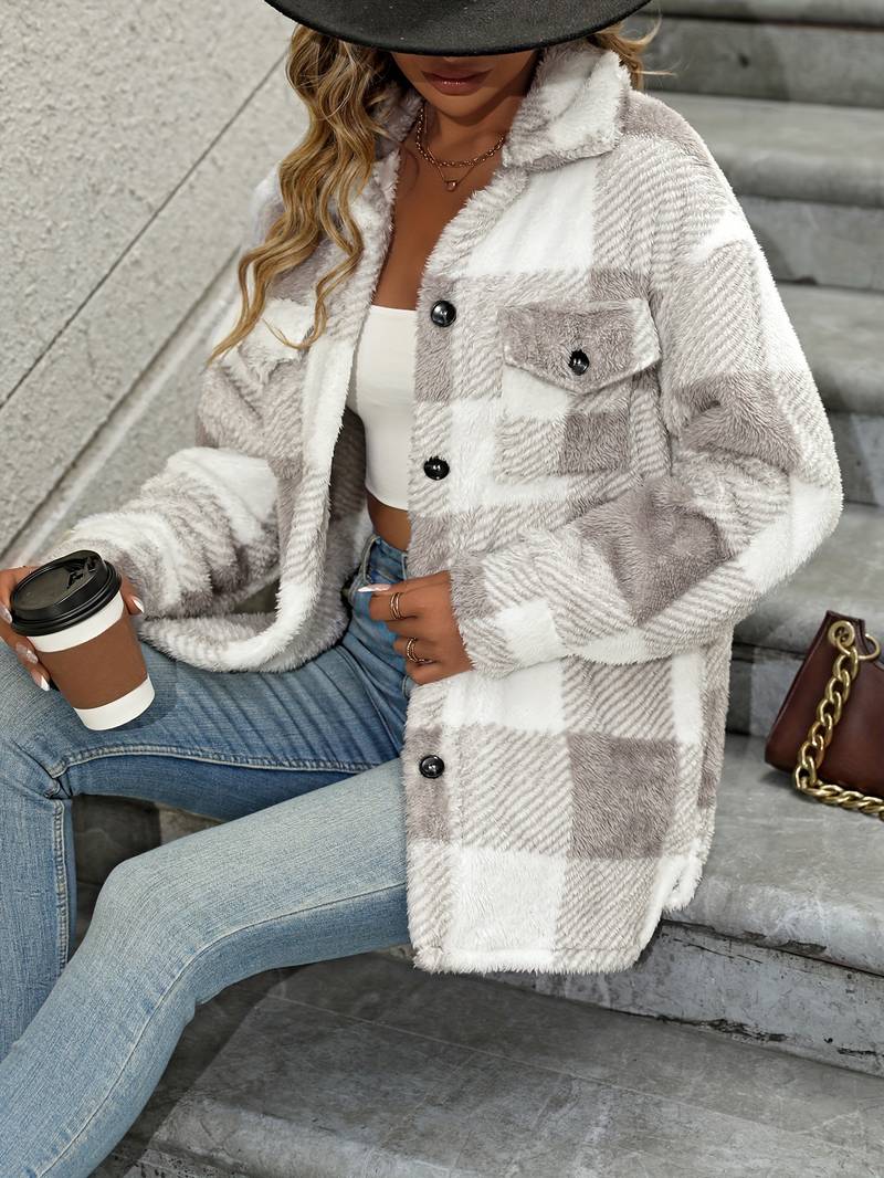 Esther - Women's Fleece-Lined Cardigan with Button Front - photo 7