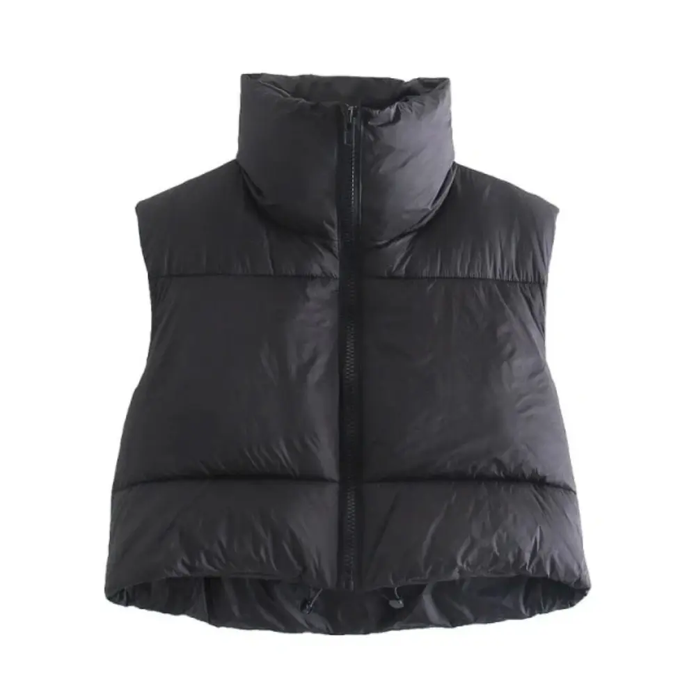 Etta - Women's Cropped Puffer Gilet with Collar - photo 2