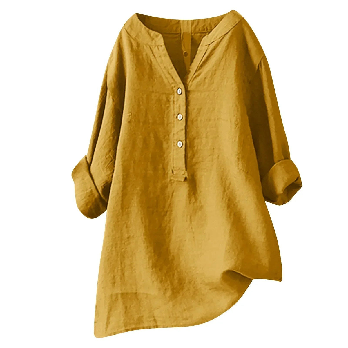 Eugenie - Women's Relaxed Blouse with Buttoned V-Neck - photo 3