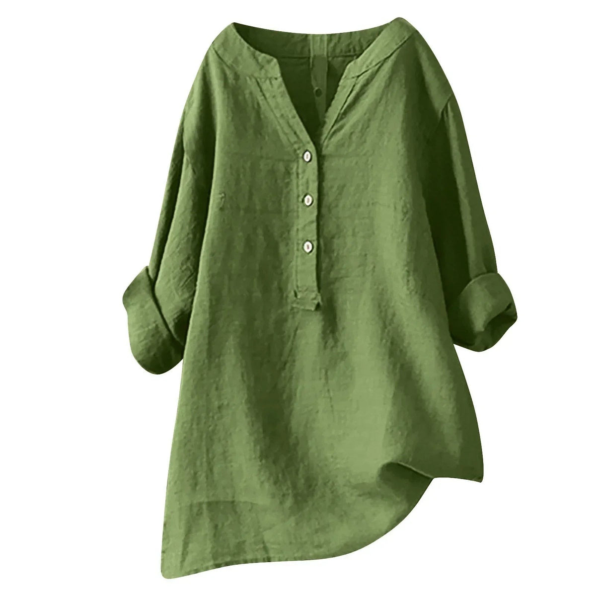 Eugenie - Women's Relaxed Blouse with Buttoned V-Neck - photo 5