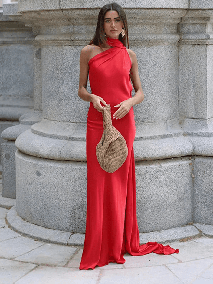 Eulalia - Women's Satin Dress with Halter Neck - photo 10