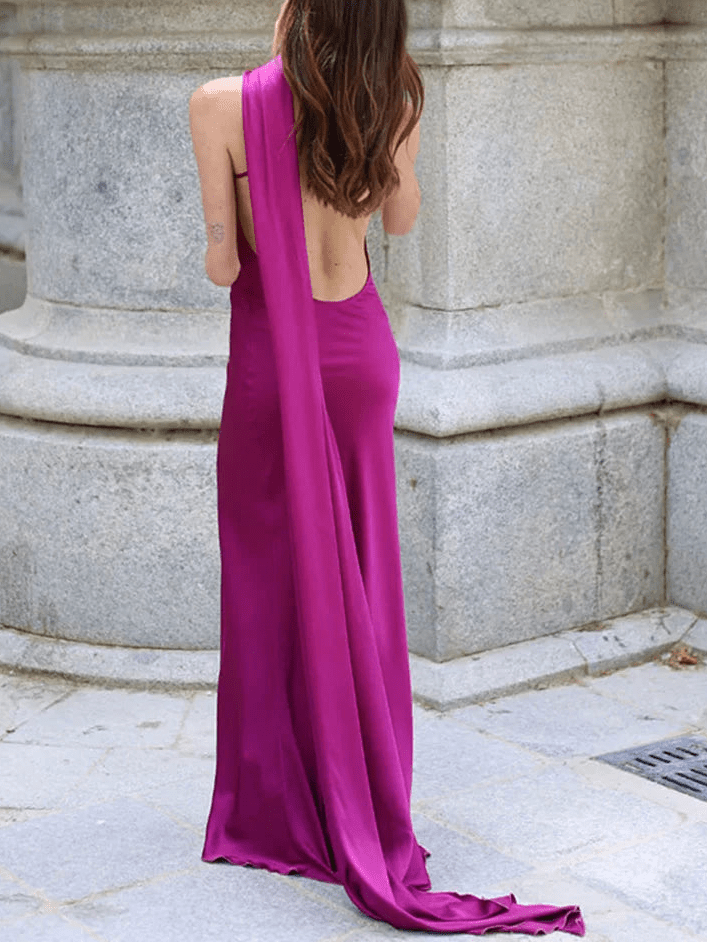 Eulalia - Women's Satin Dress with Halter Neck - photo 11