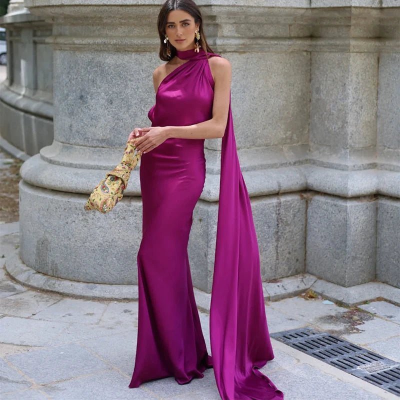 Eulalia - Women's Satin Dress with Halter Neck - photo 4
