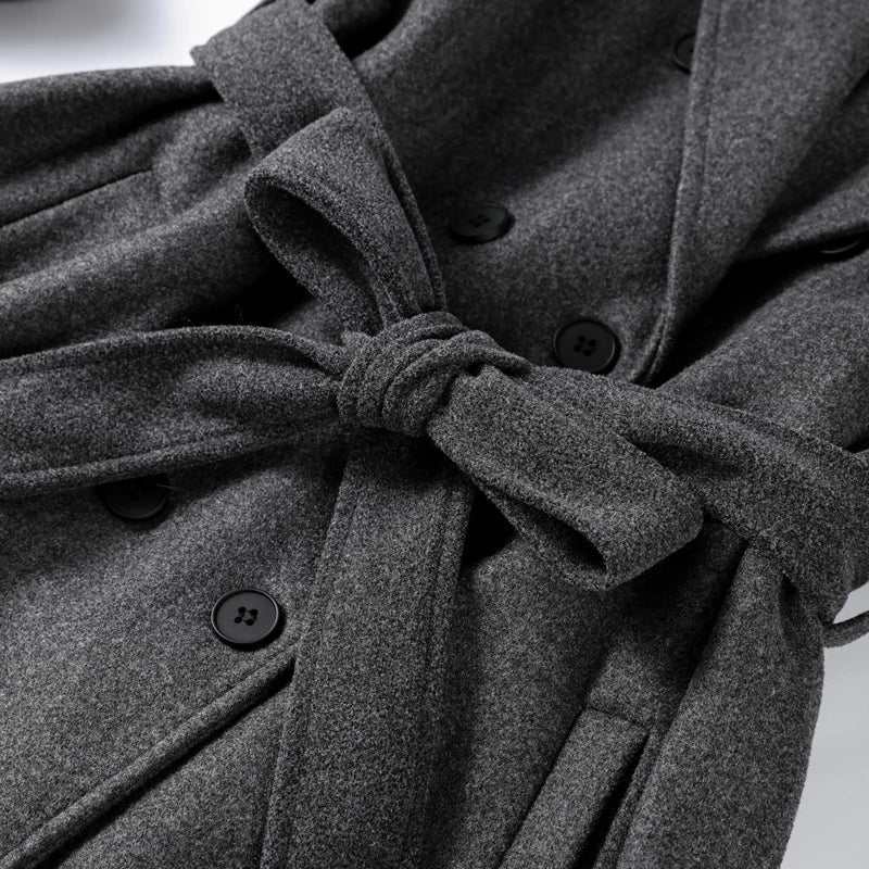Euphemia - Women's Coat with Tie Belt and Side Pockets - photo 8