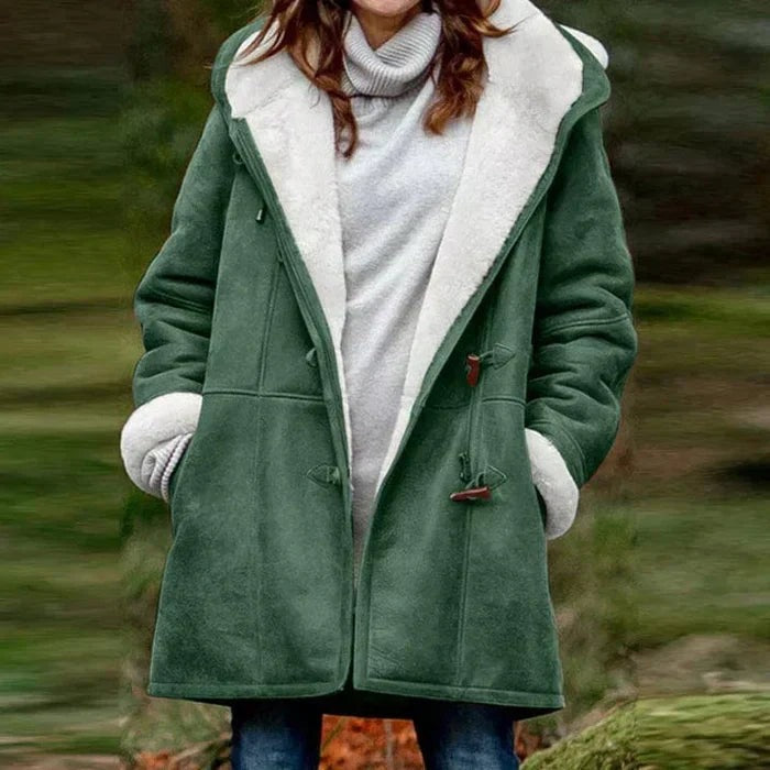 Women's Hooded Coat in Plush Cashmere-Like Material - photo 6