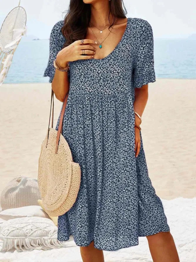 Faustine - Women's Relaxed Mini Dress with Floral Print - photo 2