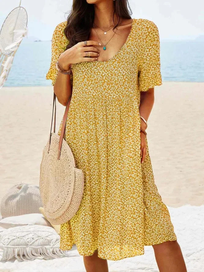 Faustine - Women's Relaxed Mini Dress with Floral Print - photo 3