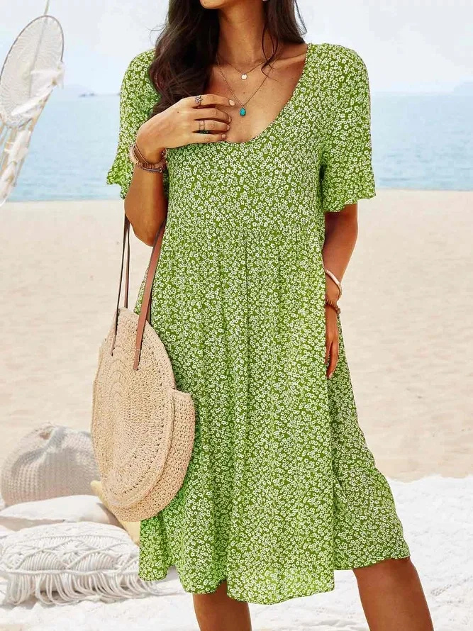 Faustine - Women's Relaxed Mini Dress with Floral Print - photo 4