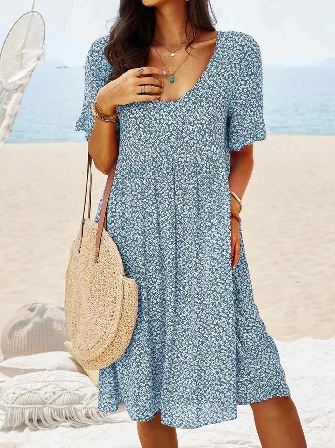 Faustine - Women's Relaxed Mini Dress with Floral Print - photo 5