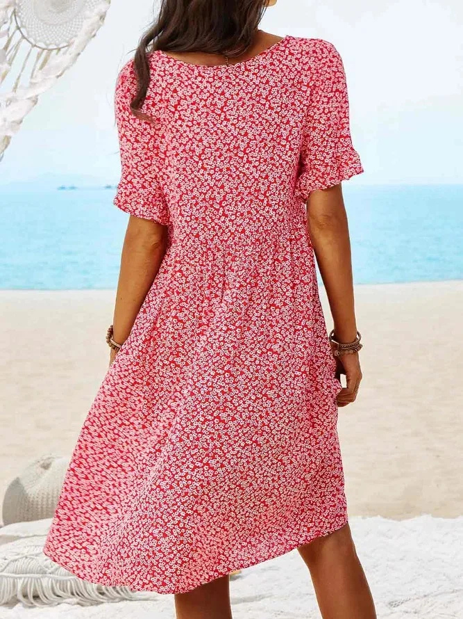 Faustine - Women's Relaxed Mini Dress with Floral Print - photo 6