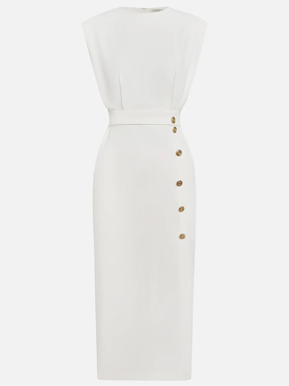 Fenella - Women's Sleeveless Midi Dress with Shoulder Pads - photo 12