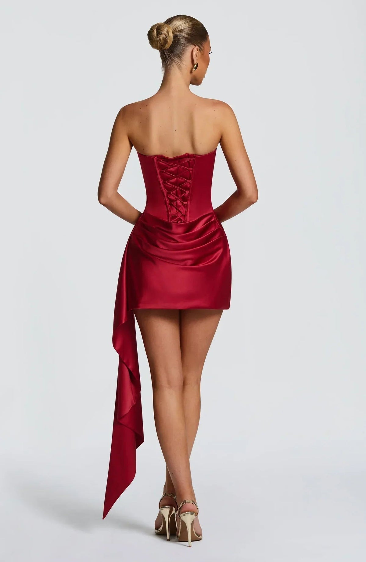 Dee - Women's Satin Mini Dress with No Sleeves