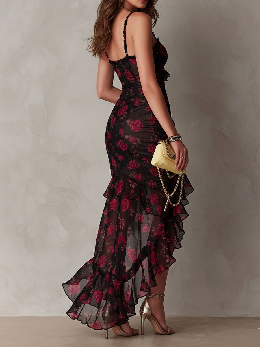 Filomena - Women's Maxi Dress with Floral Print and Ruffle Trim - photo 3