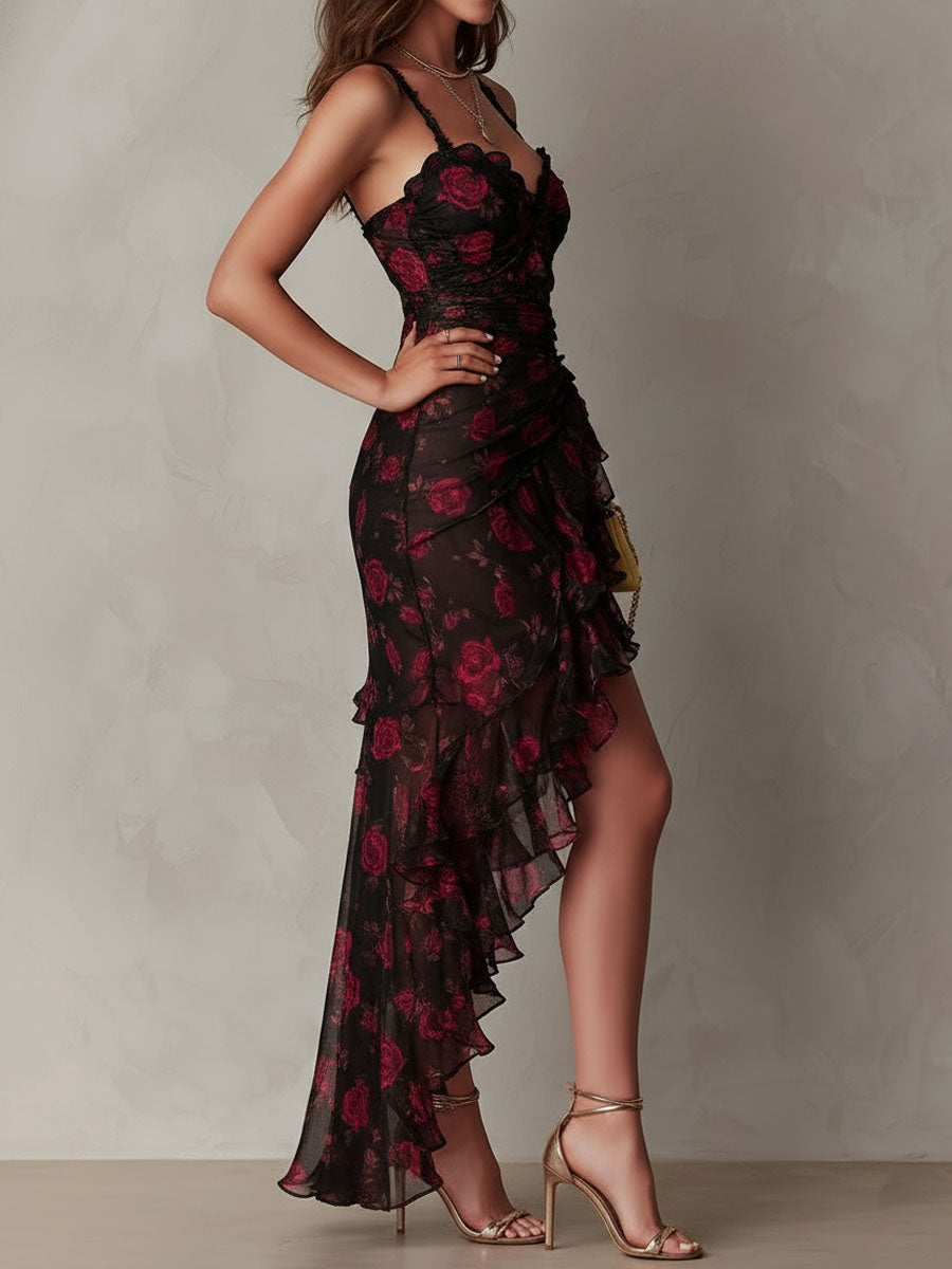 Filomena - Women's Maxi Dress with Floral Print and Ruffle Trim - photo 4