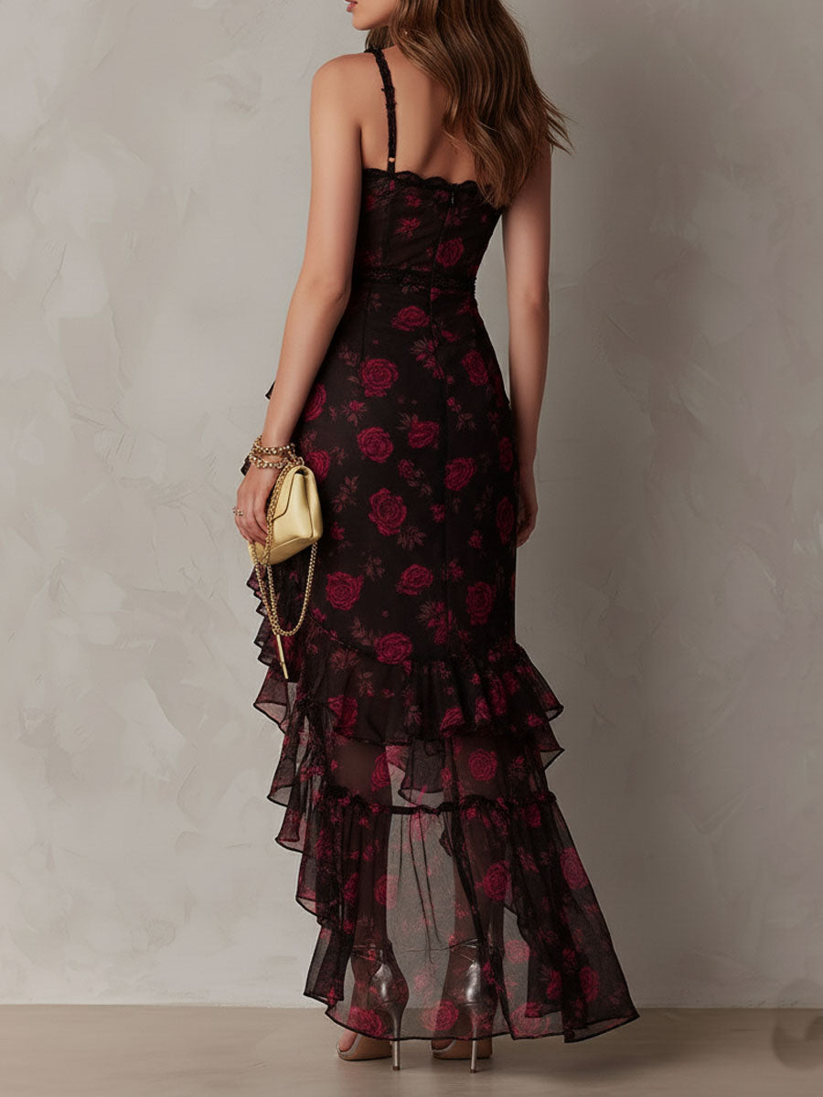Filomena - Women's Maxi Dress with Floral Print and Ruffle Trim - photo 5