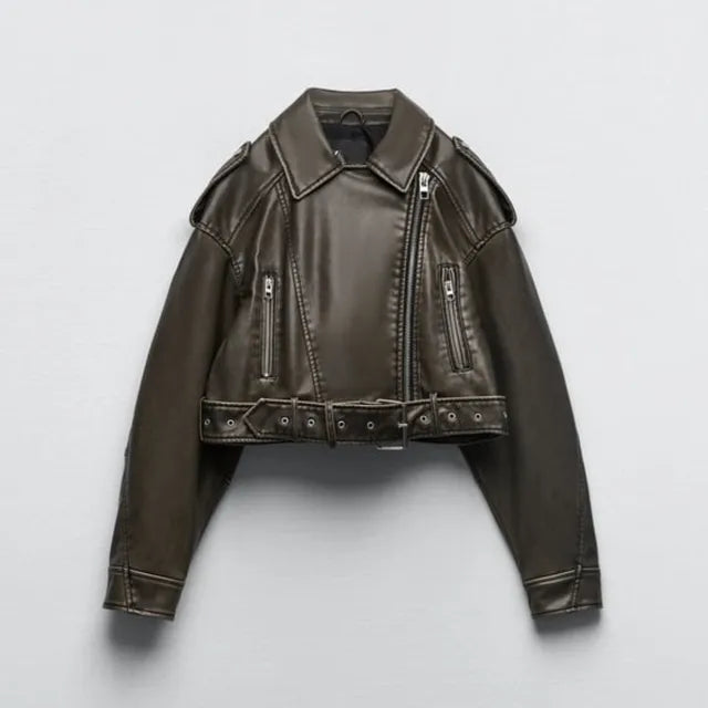 Fiona - Women's Cropped Biker Jacket - photo 2