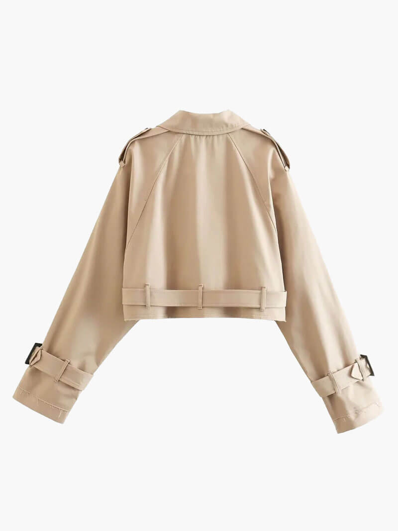 Fionnuala - Women's Cropped Trench Coat with Button Front - photo 6