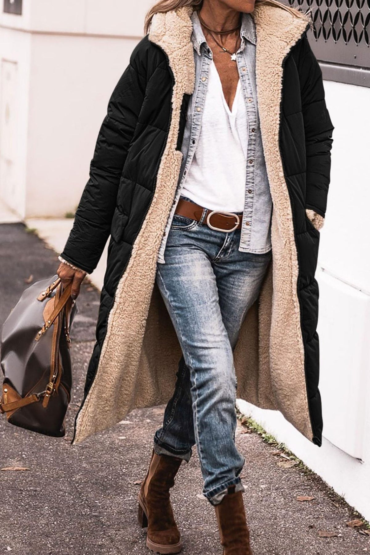 Lavender - Women's Quilted Coat with Hood - photo 1