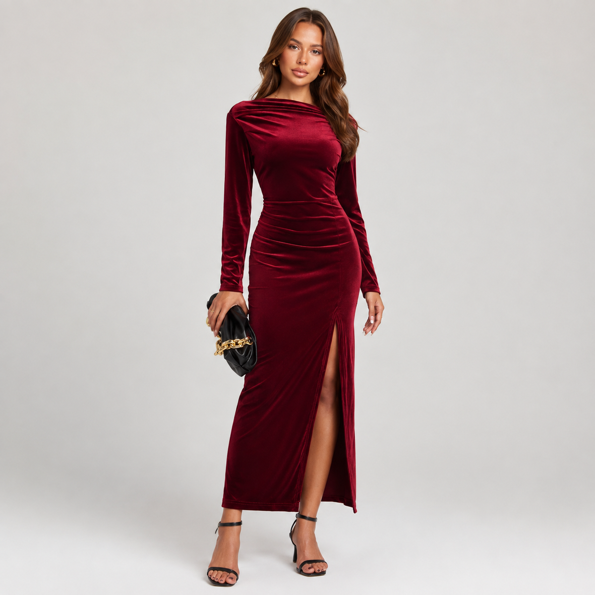 Firenze - Women's Fitted Maxi Dress with Side Split - photo 1