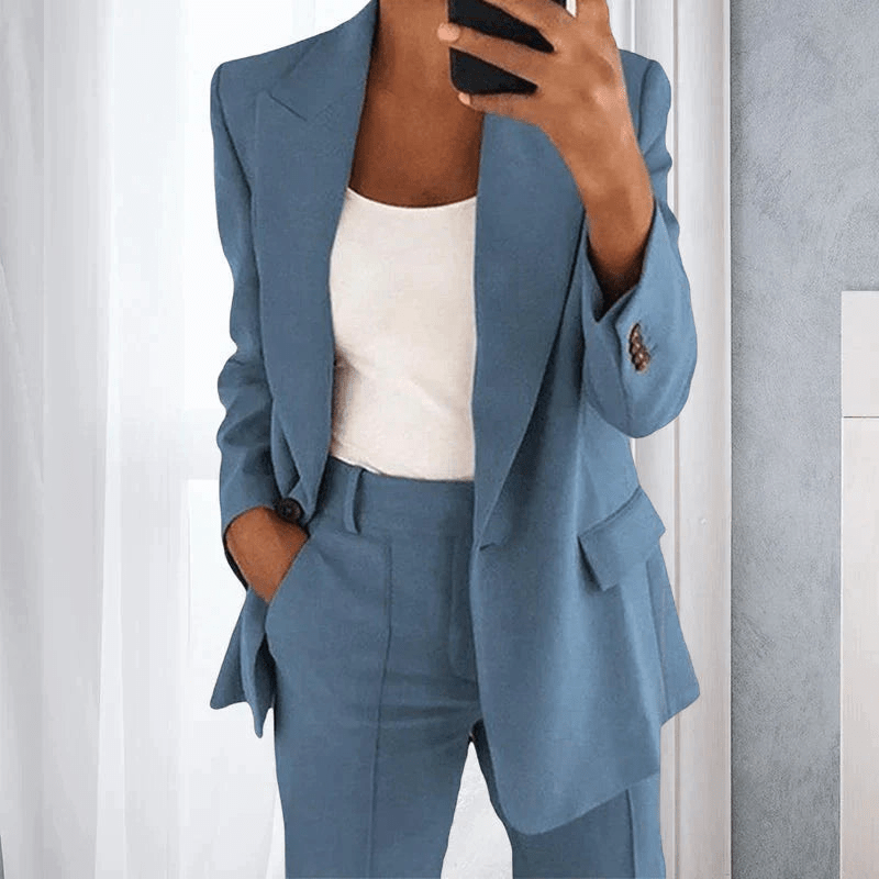 Flavia - Women's Two-Piece Suit Set with Tailored and Button Front - photo 8