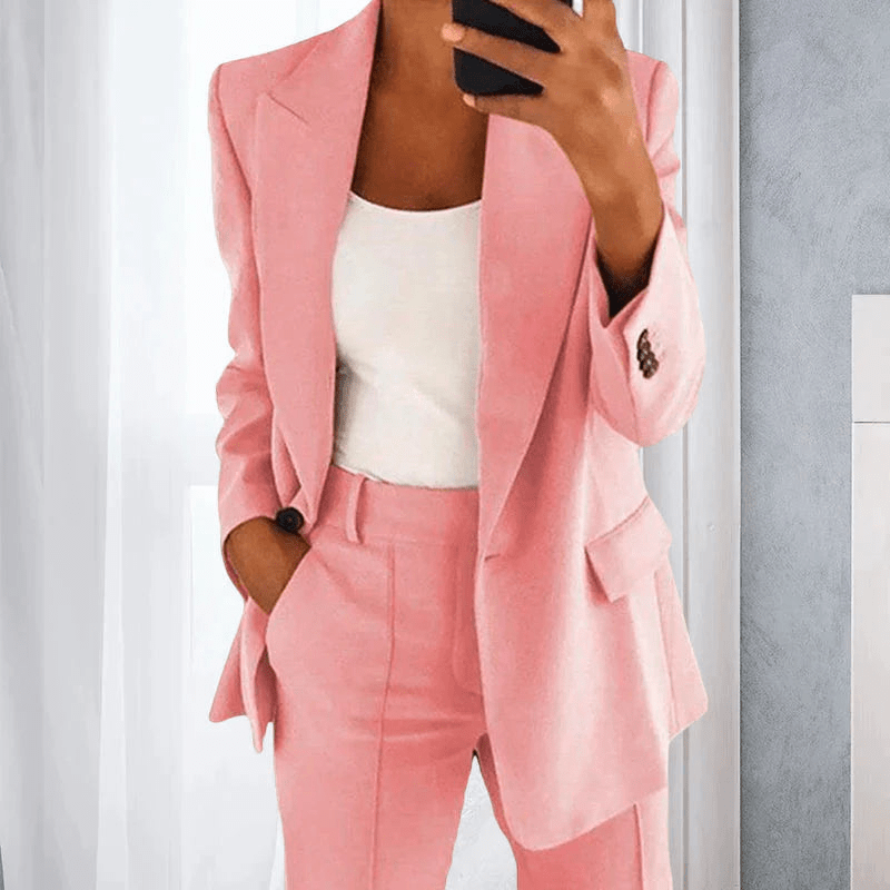 Flavia - Women's Two-Piece Suit Set with Tailored and Button Front - photo 9