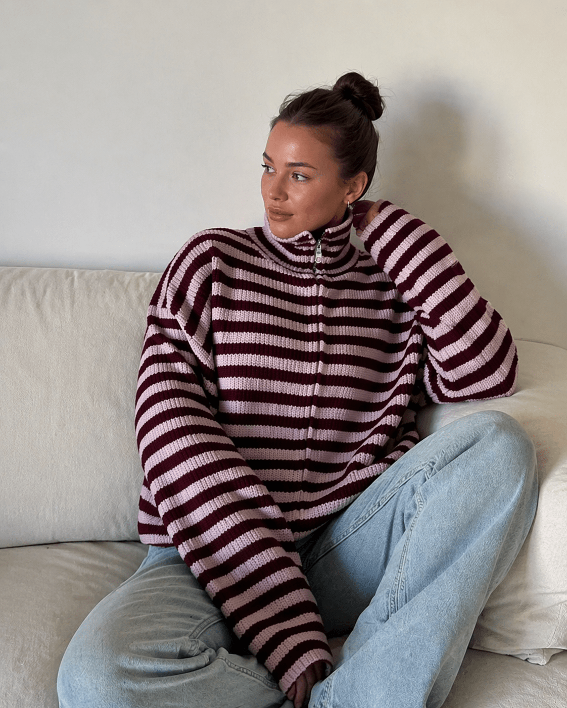 Frances - Women's Knitted Jumper with Stripe - photo 1