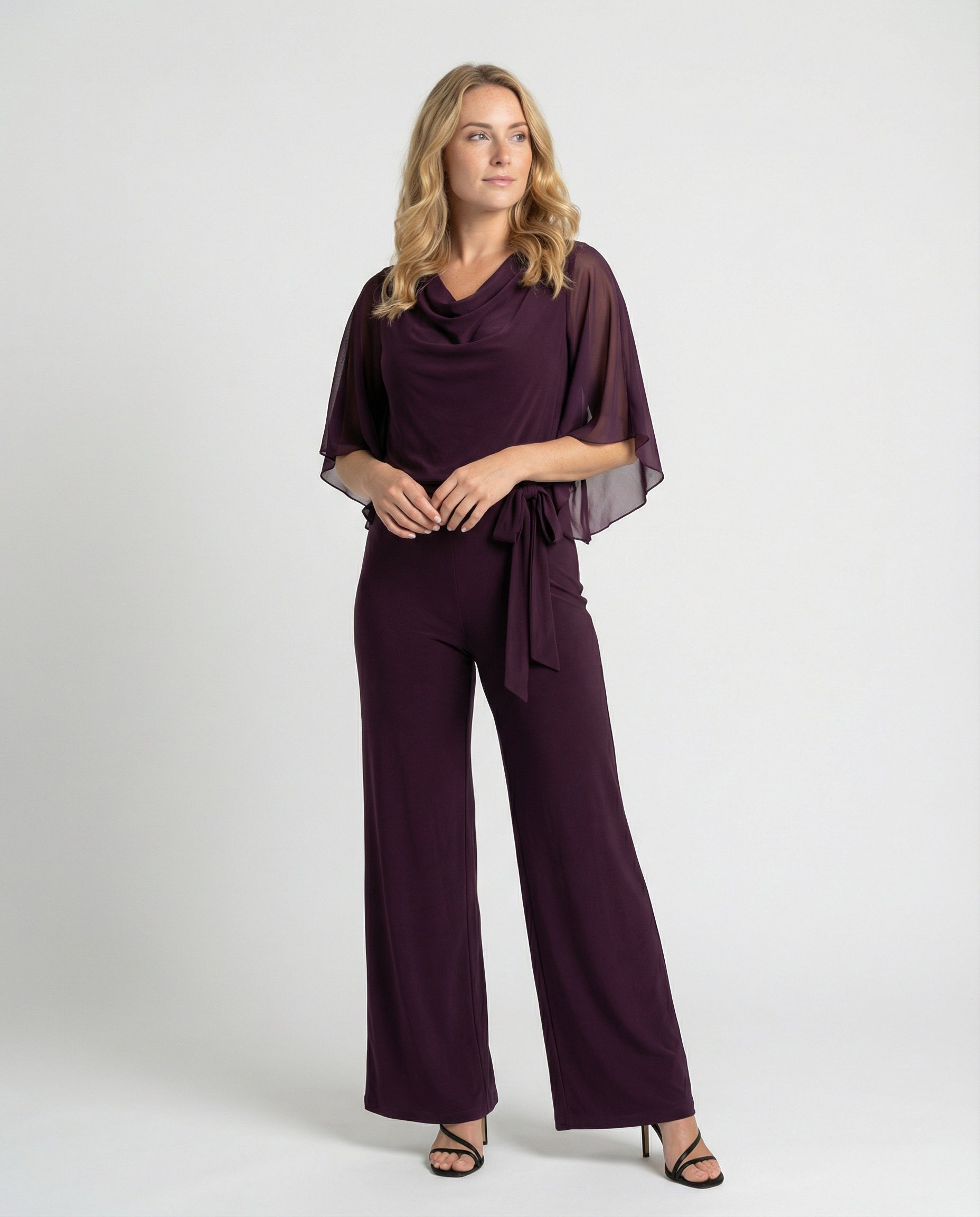 Women's Chiffon Sleeve Wide Leg Wedding Guest Jumpsuit