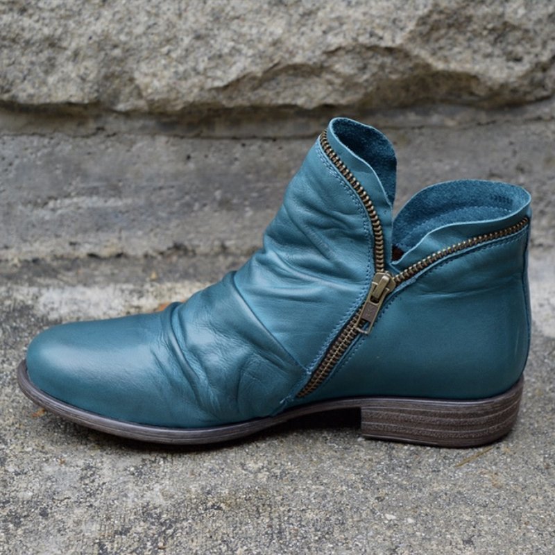 Gilda - Women's Leather Look Ankle Boots with Side Zip - photo 5