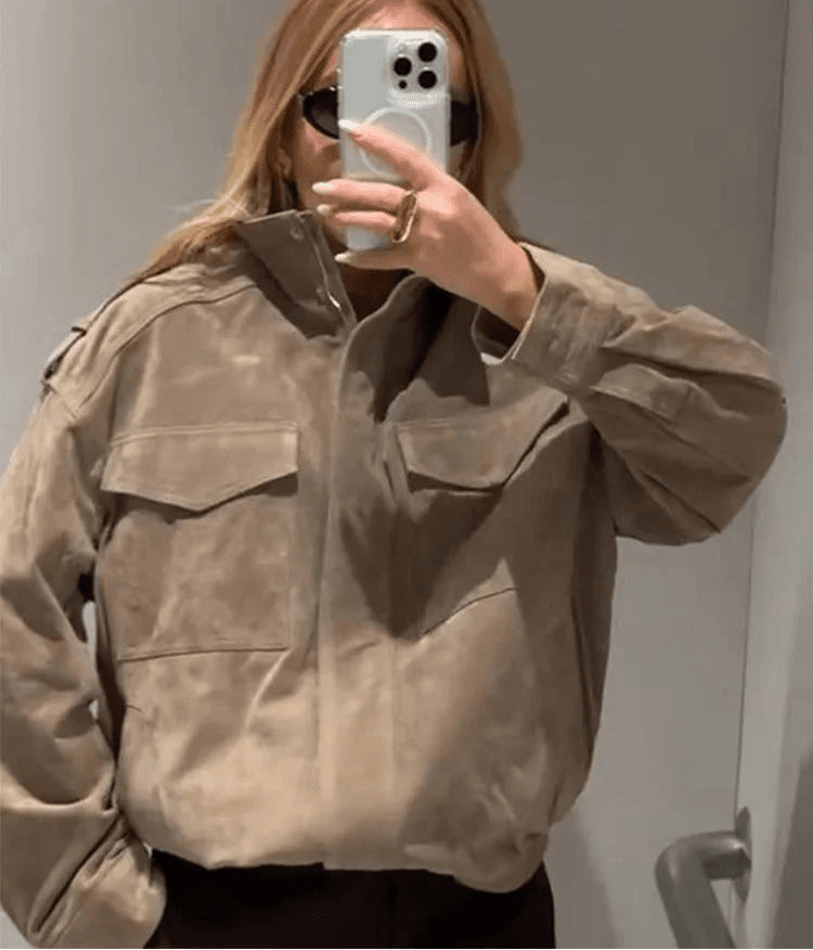 Gillian - Women's Wrap Jacket with Side Pockets and Collar