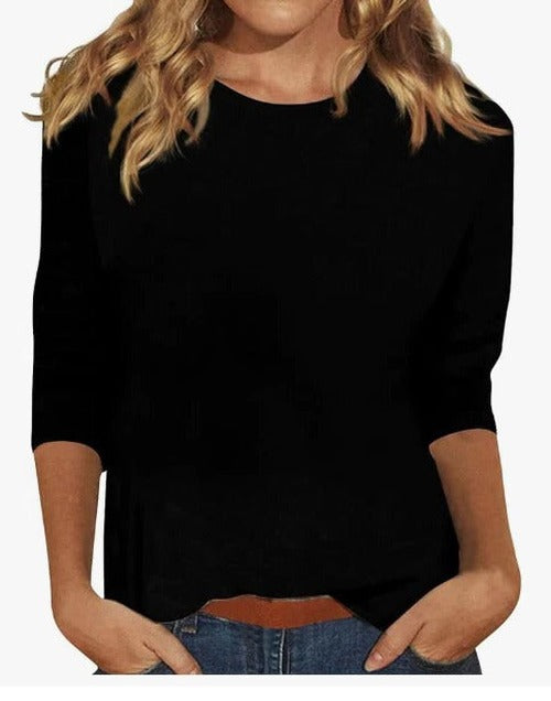 Ginny - Women's Crew Neck 3/4 Sleeve Relaxed Fit Casual Everyday Top - photo 5