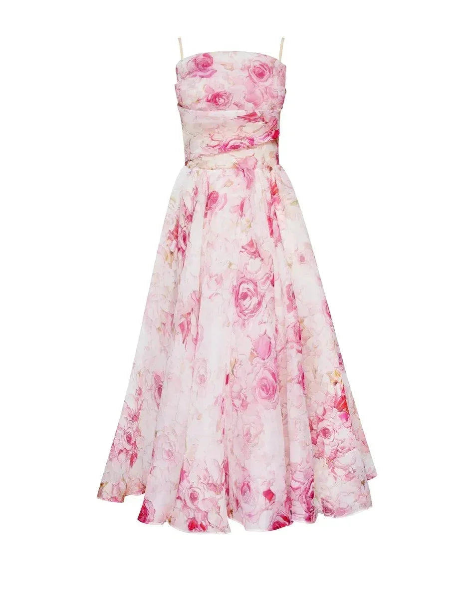 Glenys - Women's Floral Cowl Neck Midi Dress with Full Skirt - photo 4