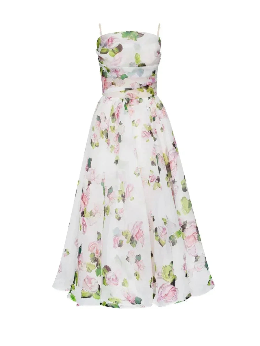 Glenys - Women's Floral Cowl Neck Midi Dress with Full Skirt - photo 8