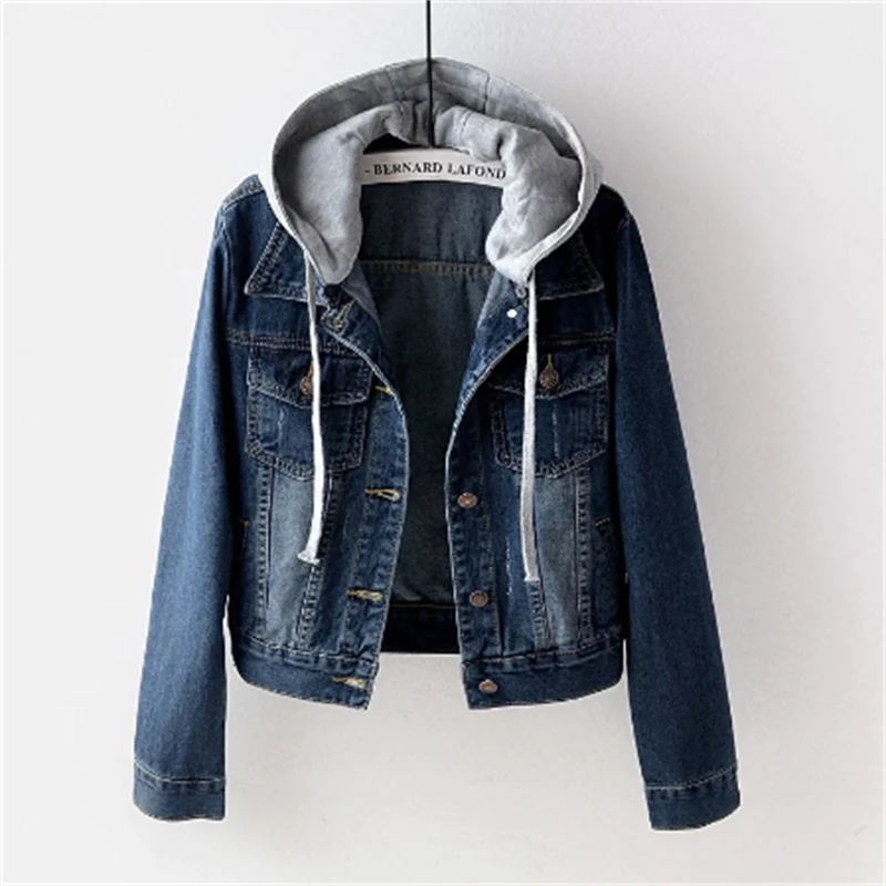 Gwendolen - Women's Denim Jacket with Side Pockets and Hood - photo 2