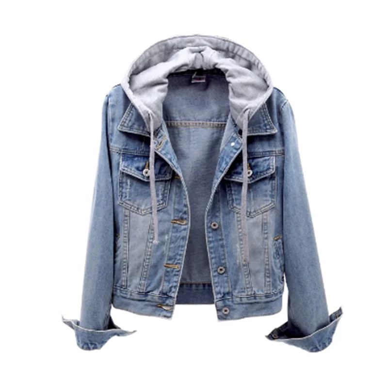 Gwendolen - Women's Denim Jacket with Side Pockets and Hood - photo 3