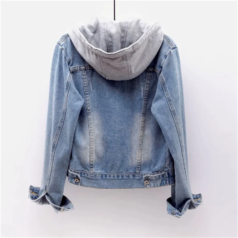 Gwendolen - Women's Denim Jacket with Side Pockets and Hood - photo 4