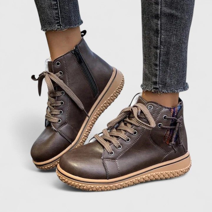 Gwyneth - Women's Lace Up Flatform Ankle Boots - photo 6