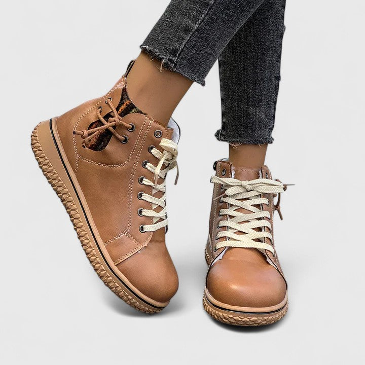 Gwyneth - Women's Lace Up Flatform Ankle Boots - photo 8