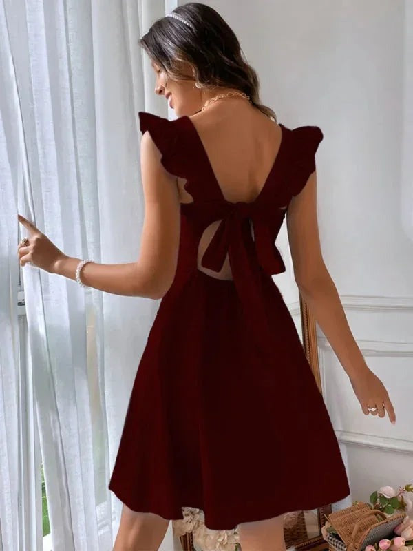 June - Women's short flared dress with summery flutter sleeves - photo 11