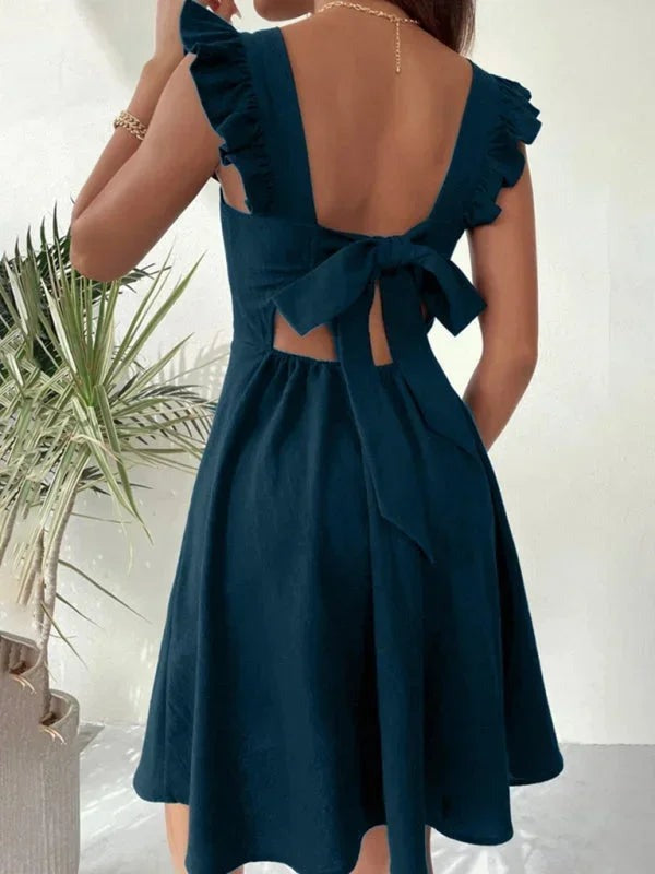 June - Women's short flared dress with summery flutter sleeves - photo 19