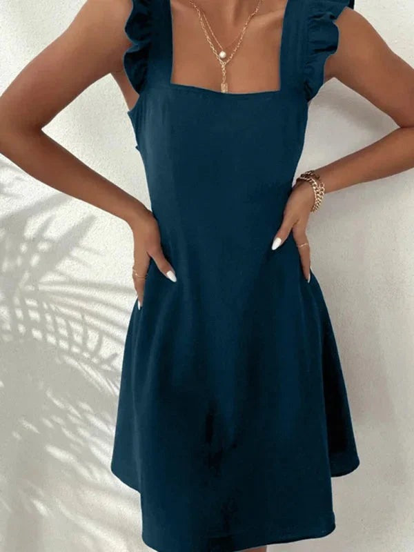 June - Women's short flared dress with summery flutter sleeves - photo 3