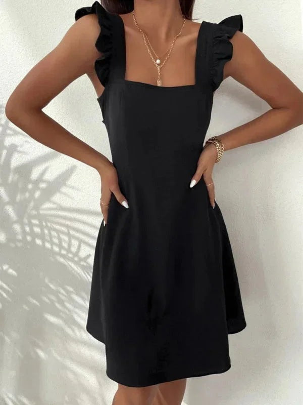 June - Women's short flared dress with summery flutter sleeves - photo 4