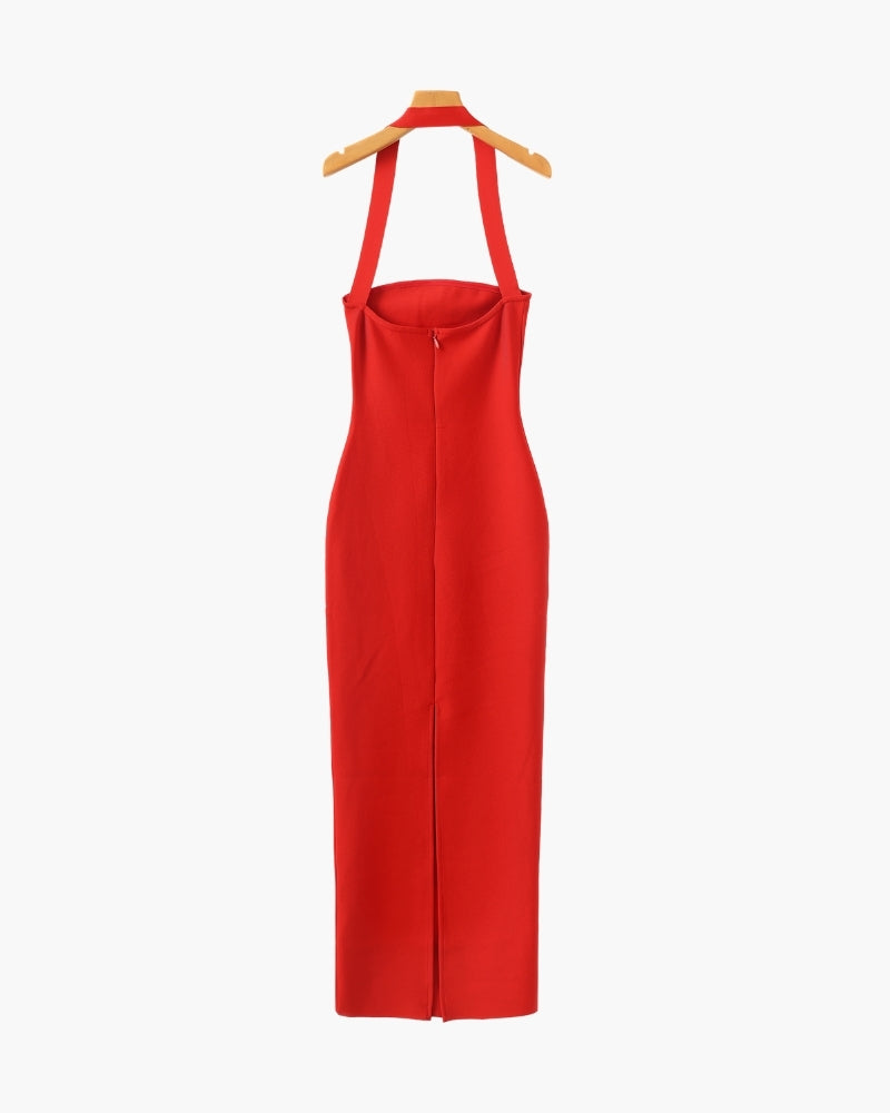 Women's Halter Neck Slim Fit Maxi Dress