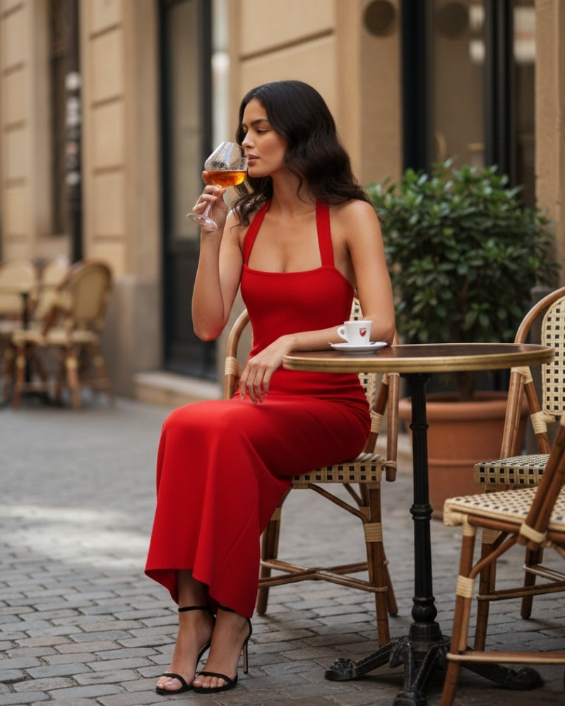 Women's Halter Neck Slim Fit Maxi Dress