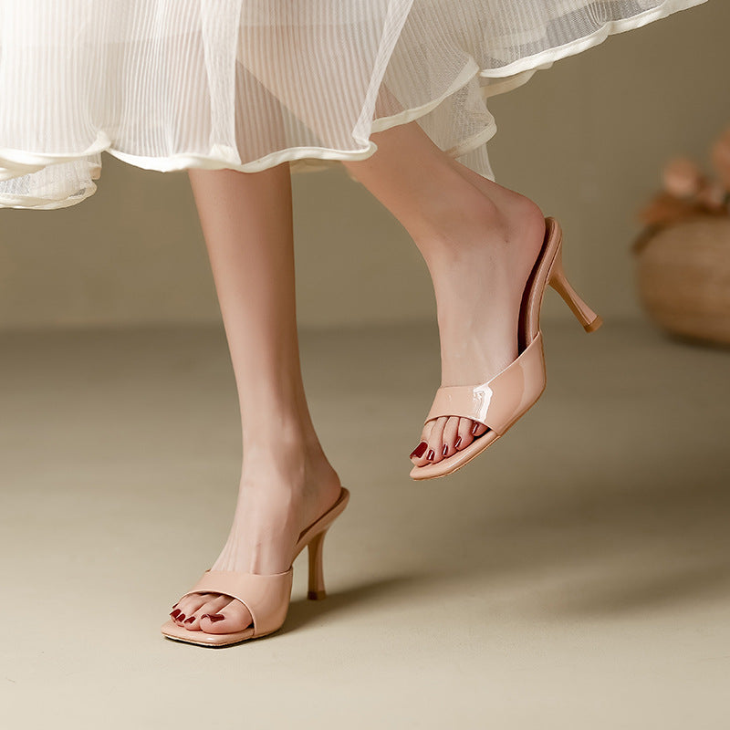 Petra - Women's Heeled Mules with Square Toe