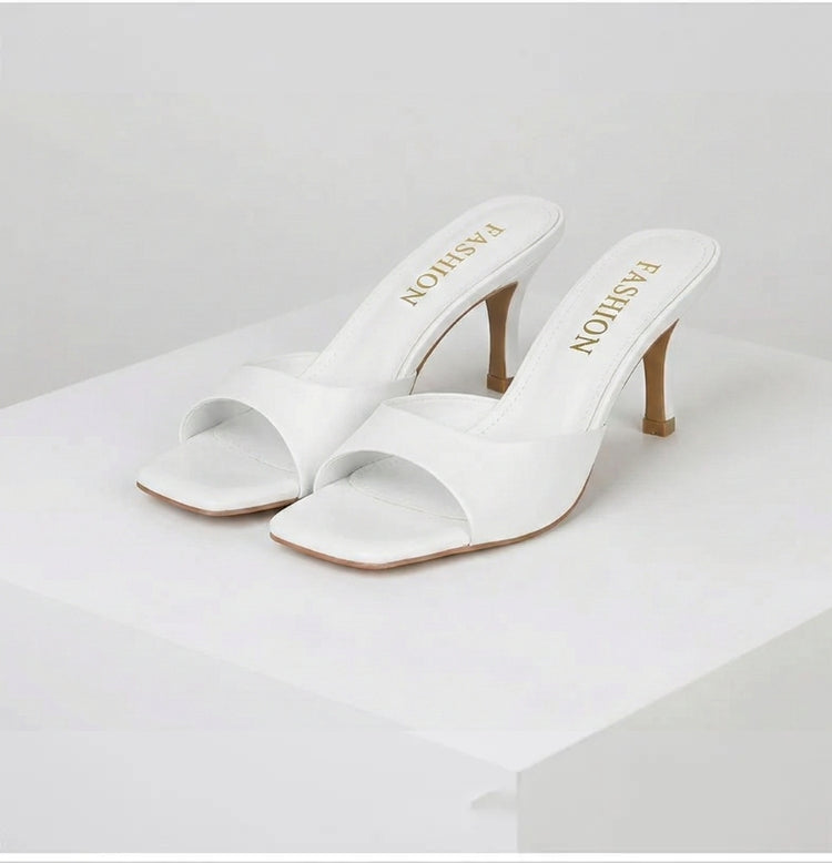 Petra - Women's Heeled Mules with Square Toe