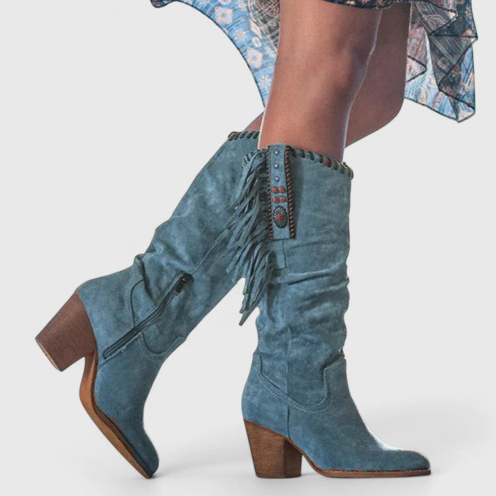Hettie - Women's Knee-High Western Boots with Block Heel - photo 3