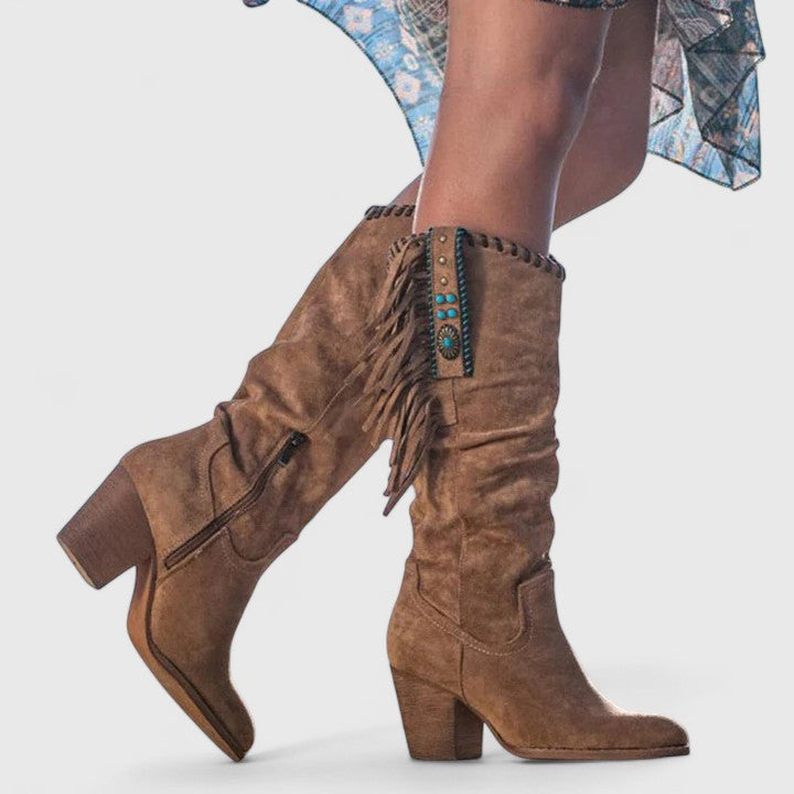 Hettie - Women's Knee-High Western Boots with Block Heel - photo 4