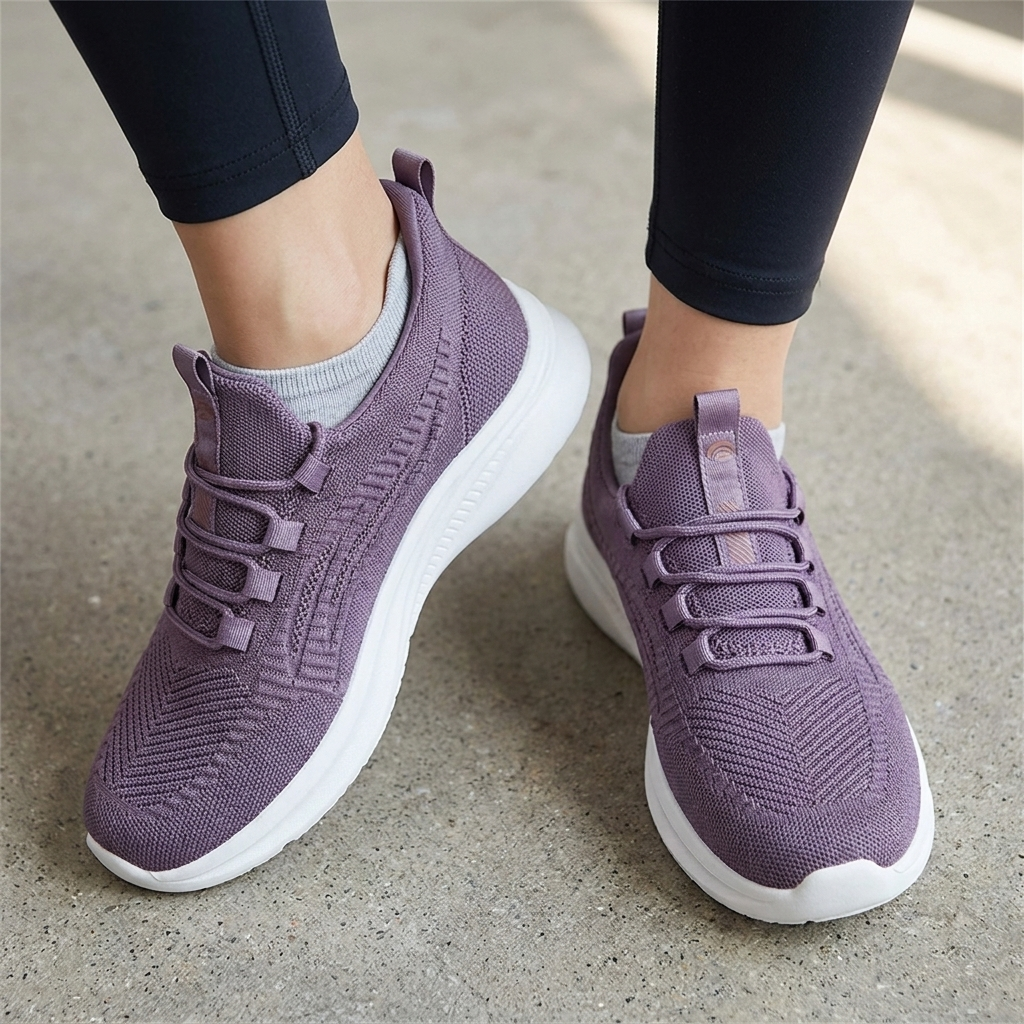 Hands-Free Cozy Knit Walking Shoes — Stretch Comfort for Bunions, Swollen Feet & Sensitive Soles. No Bending. No Slipping.