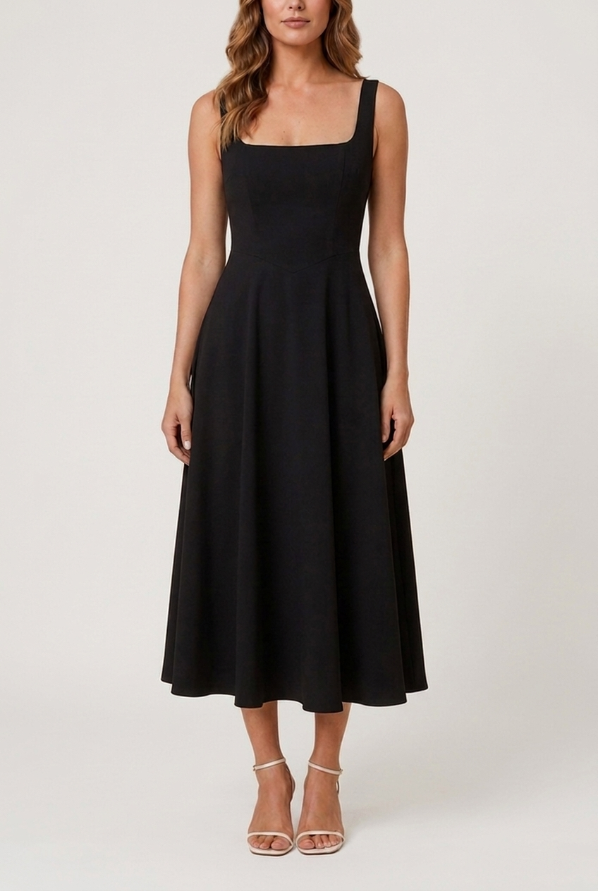 Zuzana - Women's Midi Dress with Square Neck